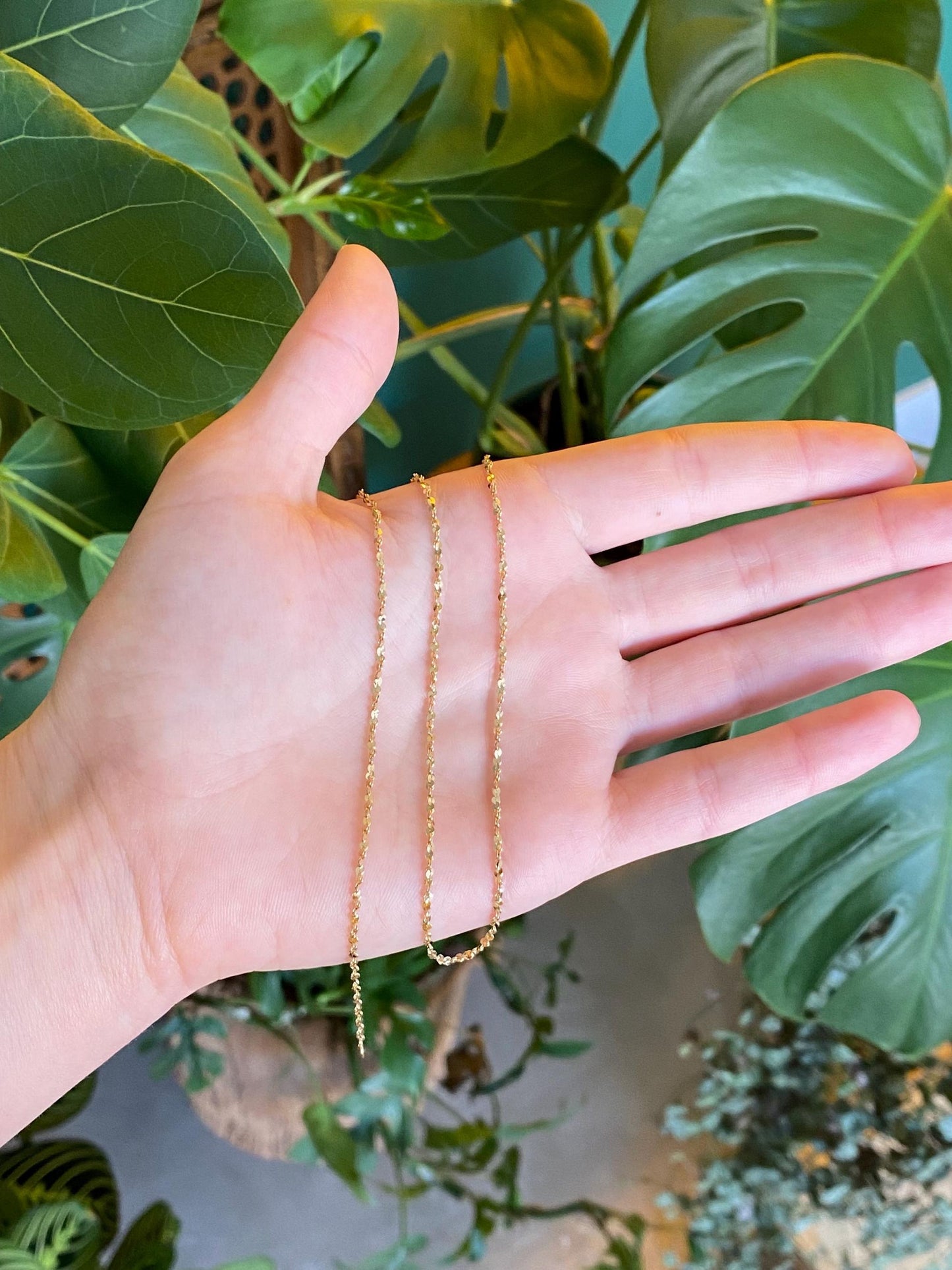 Vintage Solid 14k Yellow Gold Twist Chain Necklace - 16 inches