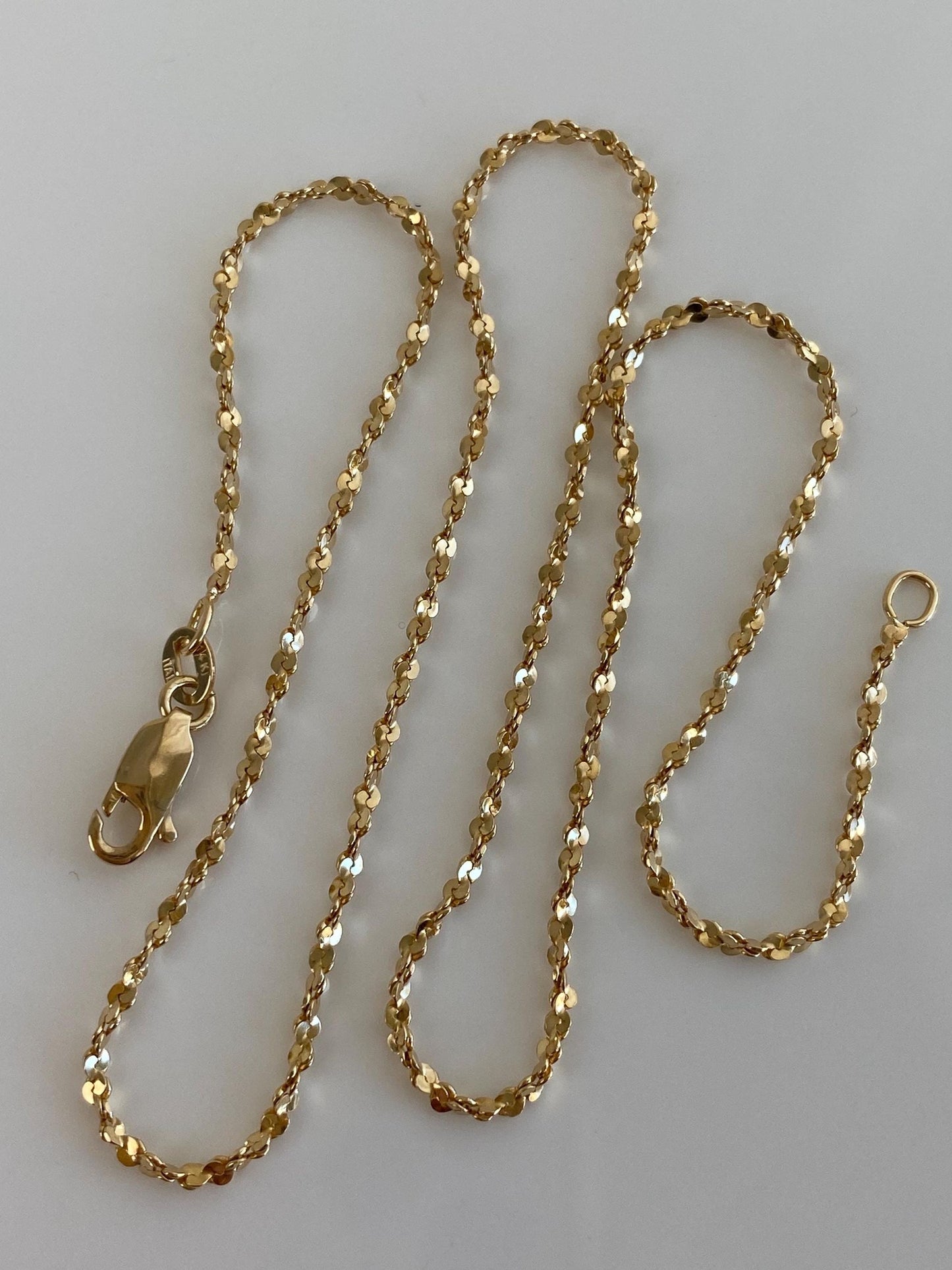 Vintage Solid 14k Yellow Gold Twist Chain Necklace - 16 inches