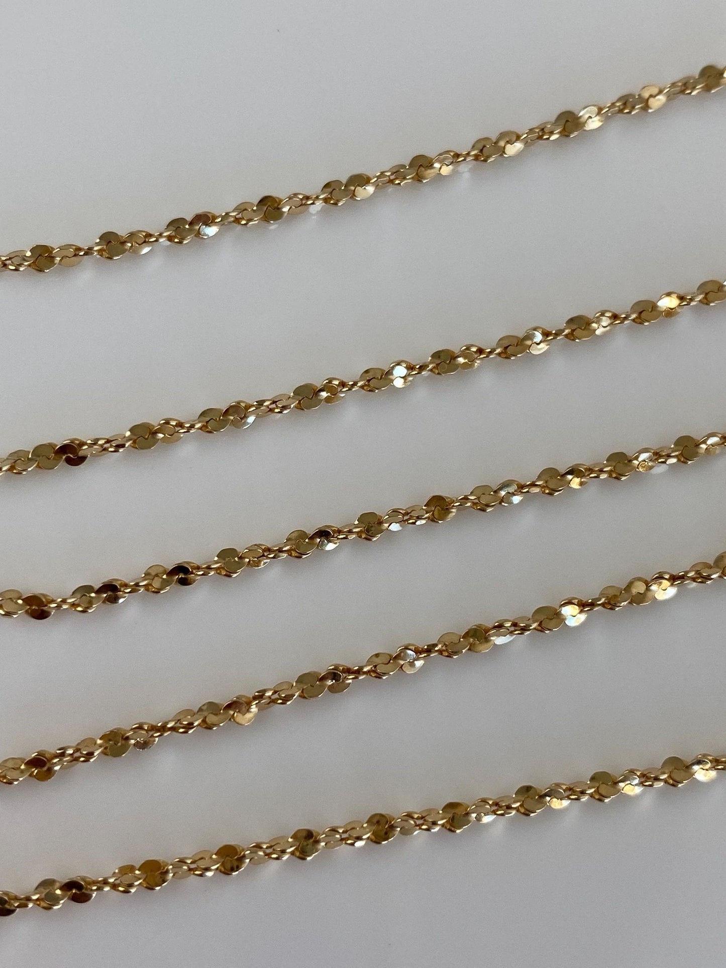 Vintage Solid 14k Yellow Gold Twist Chain Necklace - 16 inches
