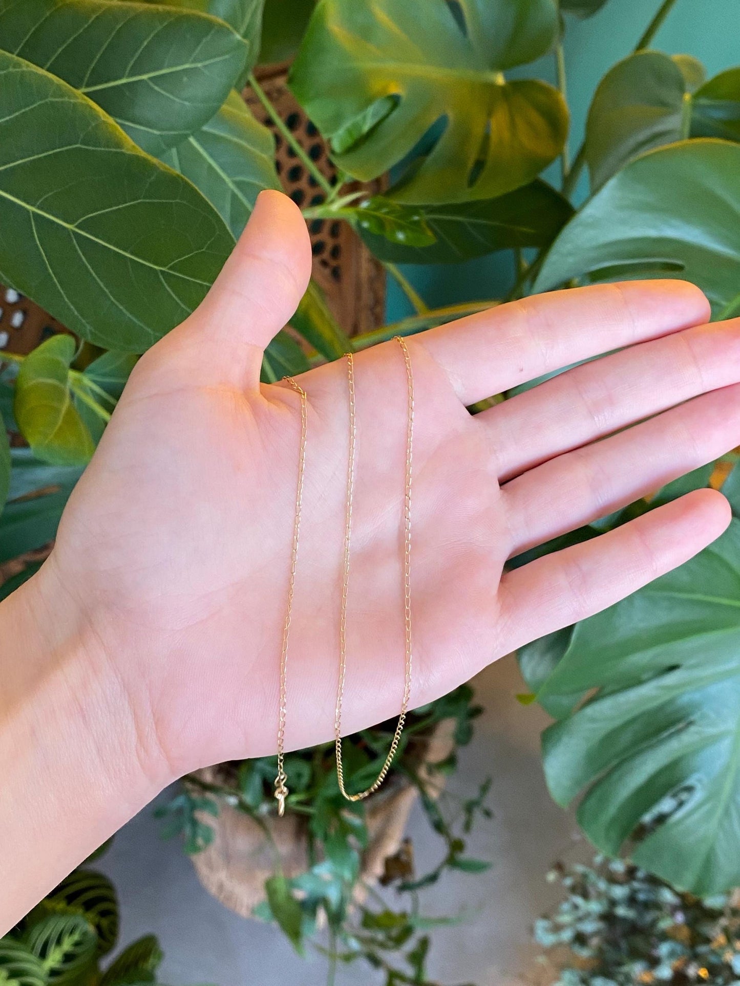 Vintage Solid 14k Yellow Gold Elongated Chain Necklace - 20.75 inches