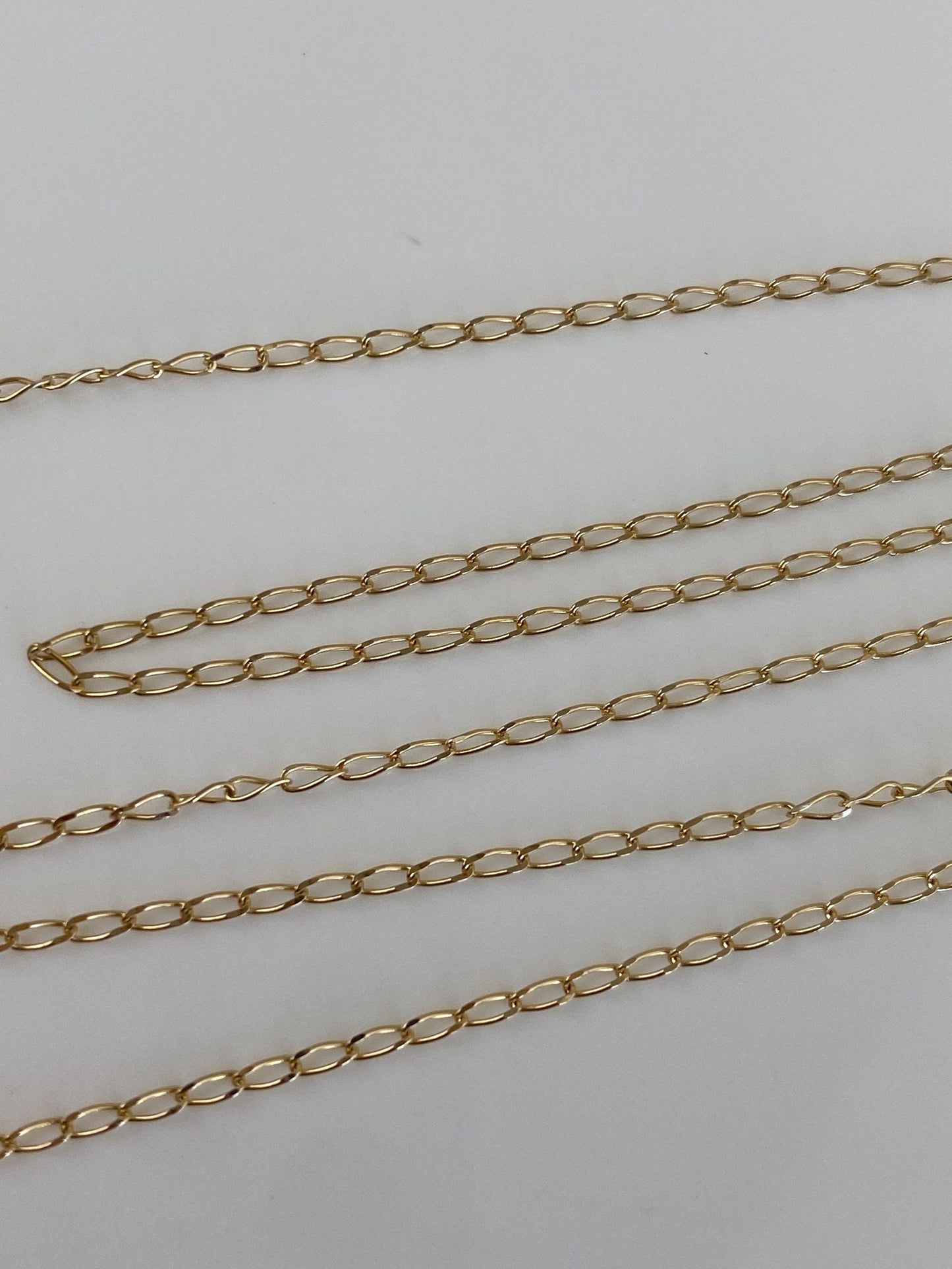 Vintage Solid 14k Yellow Gold Elongated Chain Necklace - 20.75 inches