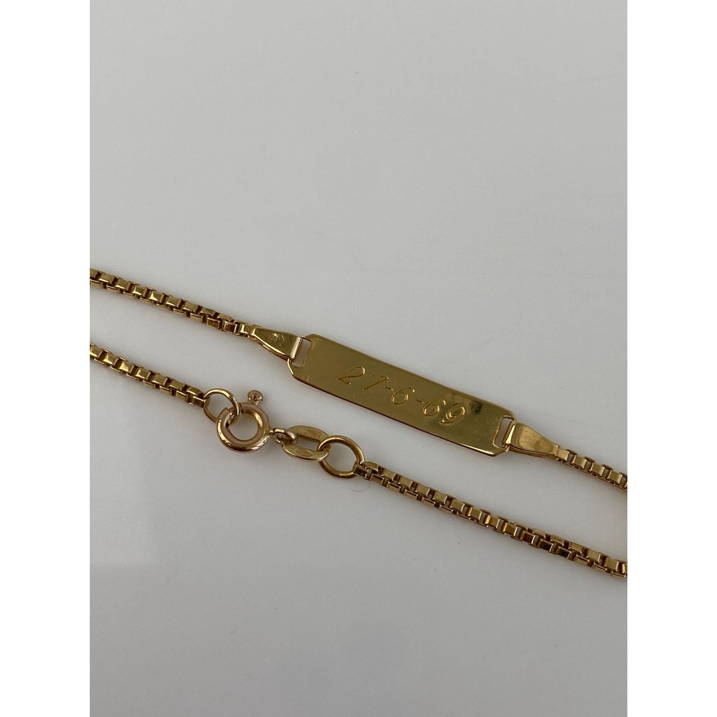 Vintage Solid 18k Yellow Gold ID Box Chain Baby Bracelet - 5.25 inches