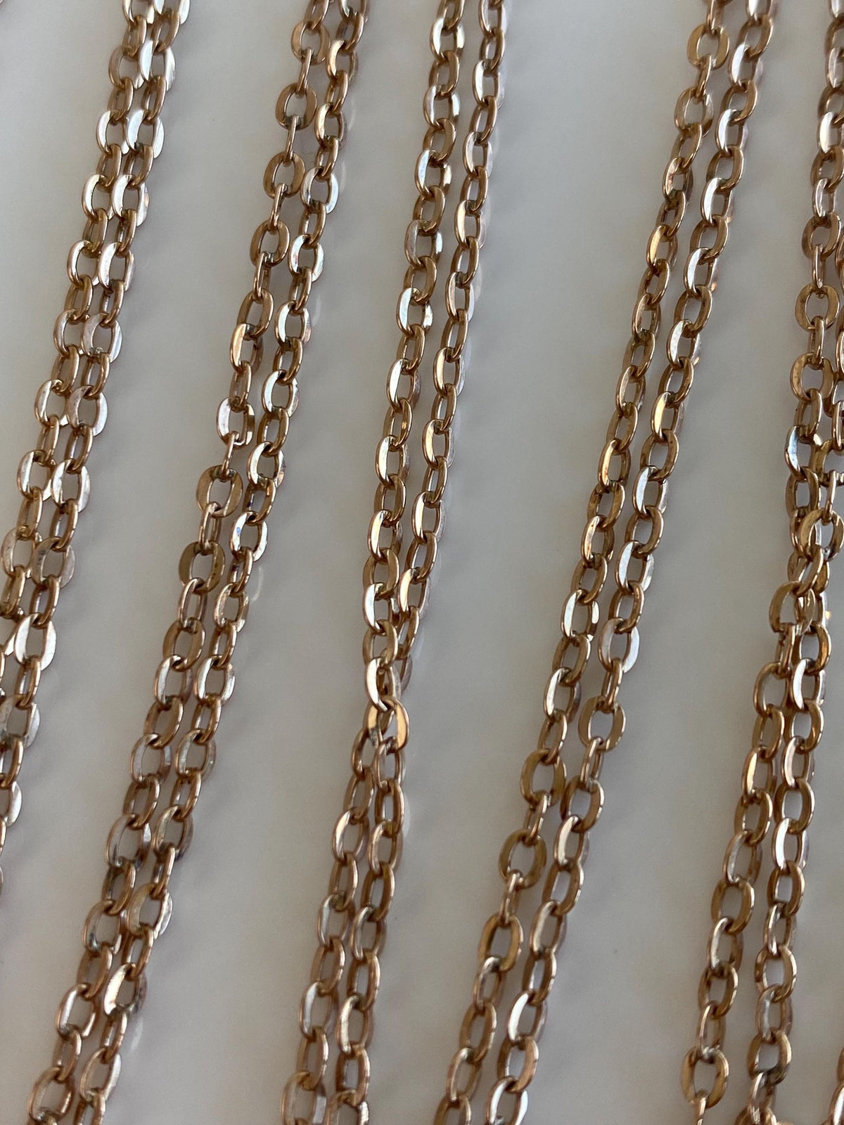 Vintage Solid 10k Rose Gold Opal Seed Pearls Slide Lariat Cable Chain Necklace - 51 inches