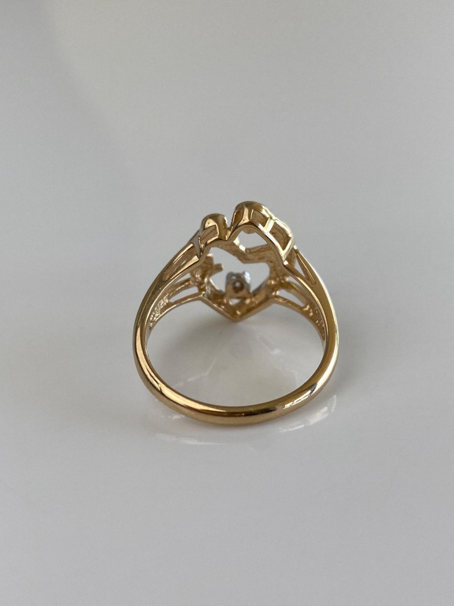 Vintage Solid 14k Diamond Yellow Gold Abstract Family Mother Child Ring - Size 6