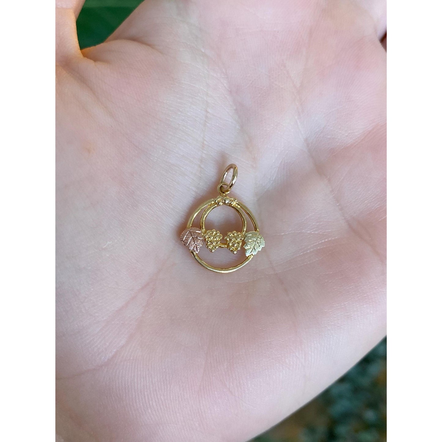 Vintage Solid 10k Black Hills Gold Grapevine Charm