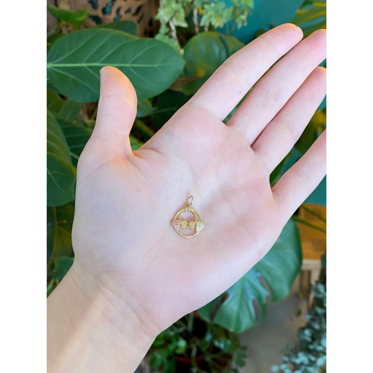 Vintage Solid 10k Black Hills Gold Grapevine Charm