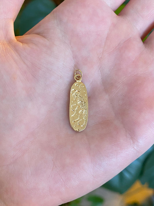 Vintage Solid 14k Yellow Gold Aries Charm