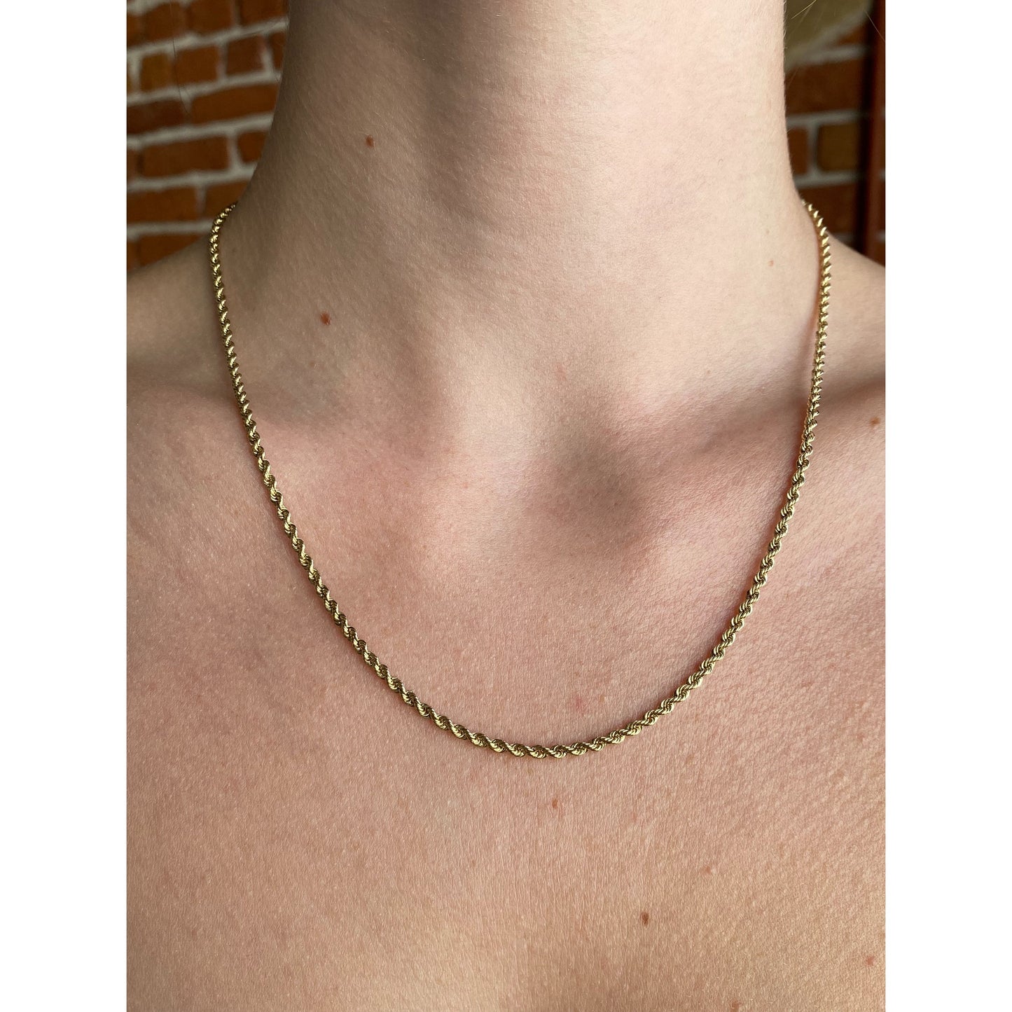 Vintage Solid 14k Yellow Gold Rope Chain Necklace - 18.75 inches
