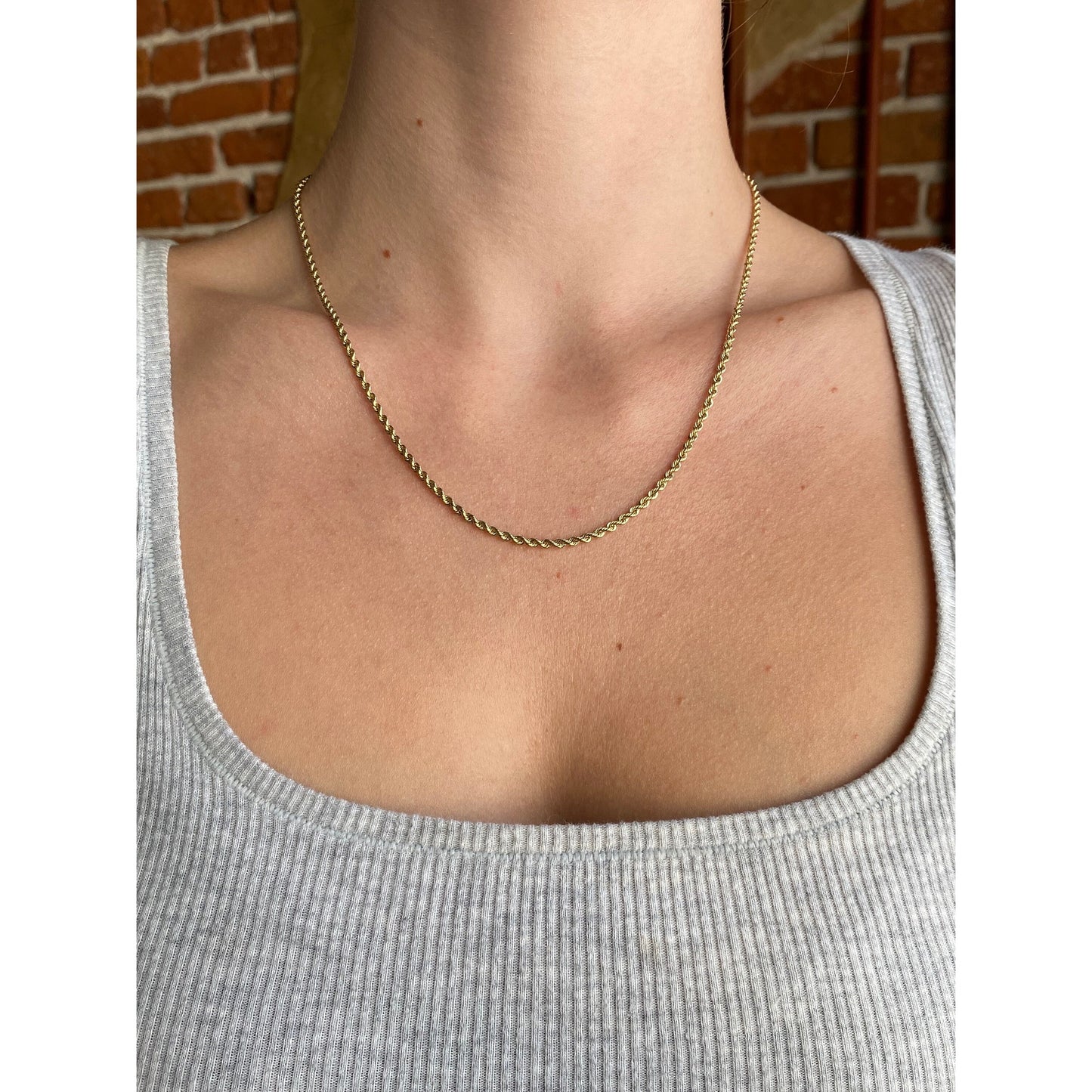 Vintage Solid 14k Yellow Gold Rope Chain Necklace - 18.75 inches