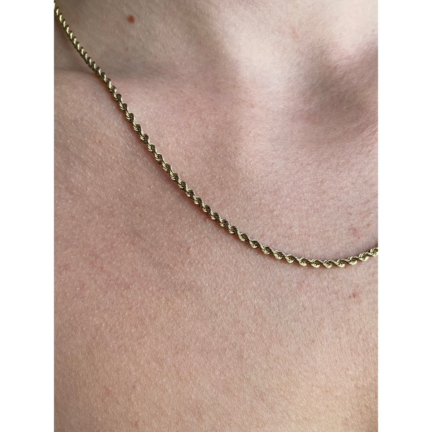 Vintage Solid 14k Yellow Gold Rope Chain Necklace - 18.75 inches
