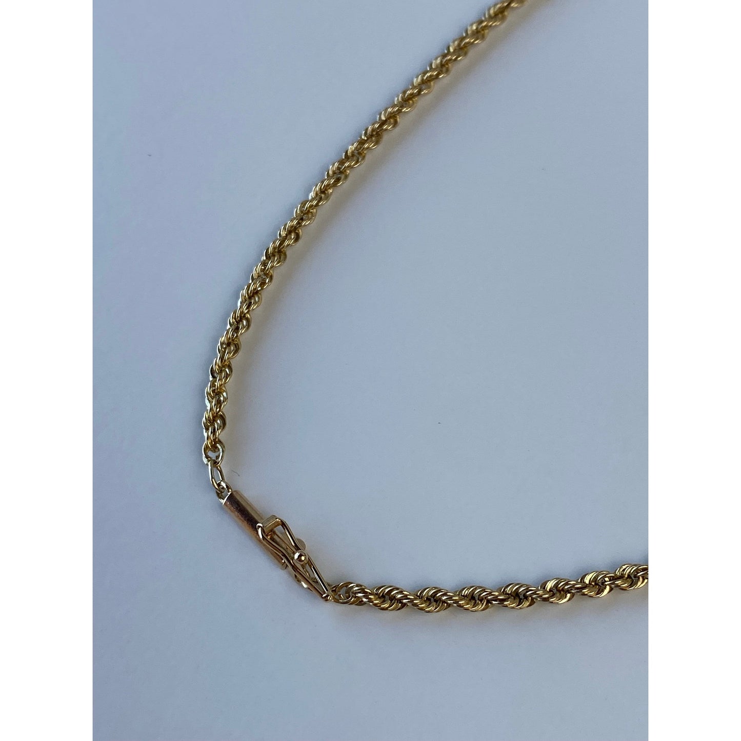 Vintage Solid 14k Yellow Gold Rope Chain Necklace - 18.75 inches