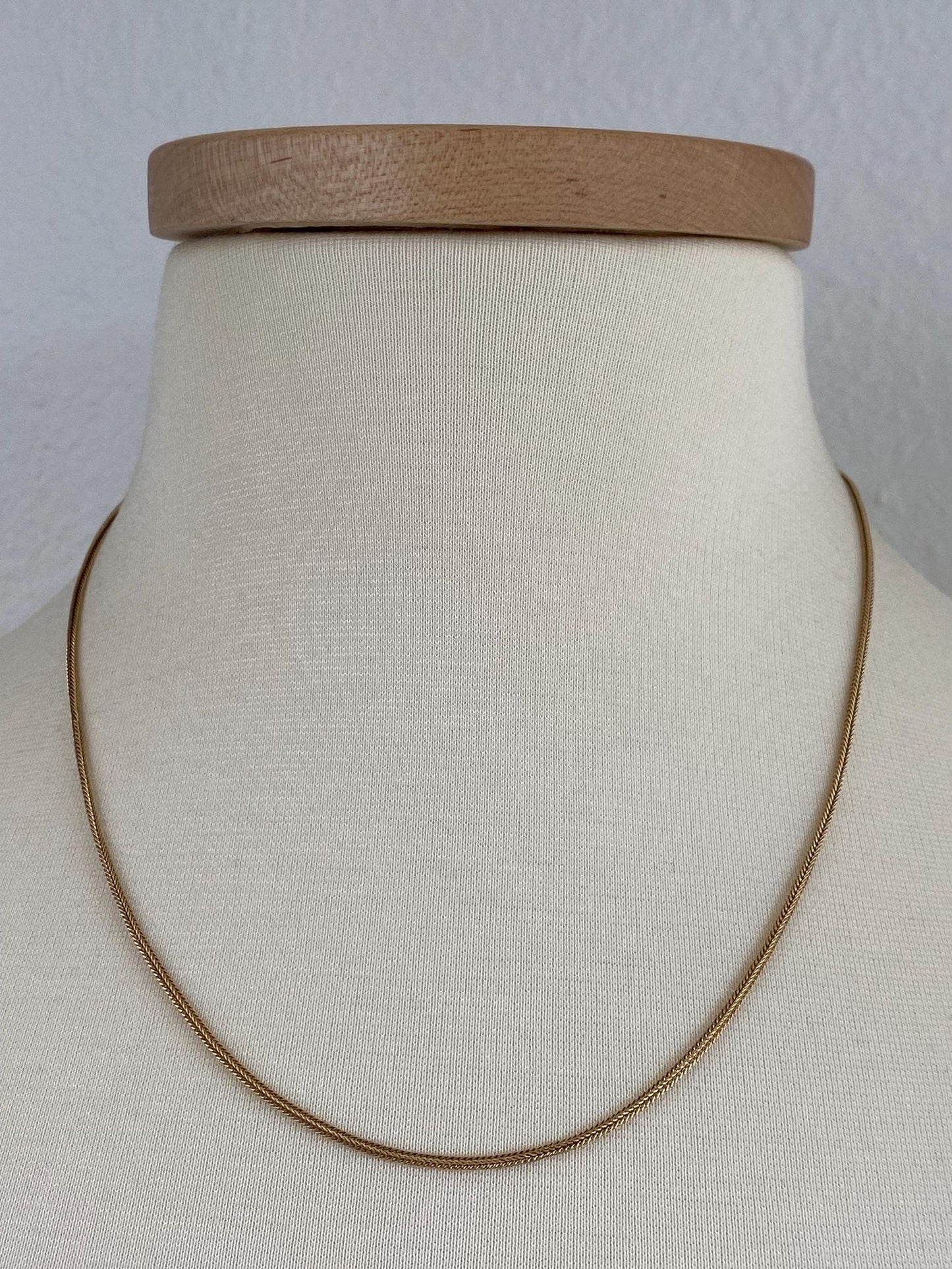 Vintage Solid 18k Yellow Gold Square Wheat Chain Necklace - 19.5 inches
