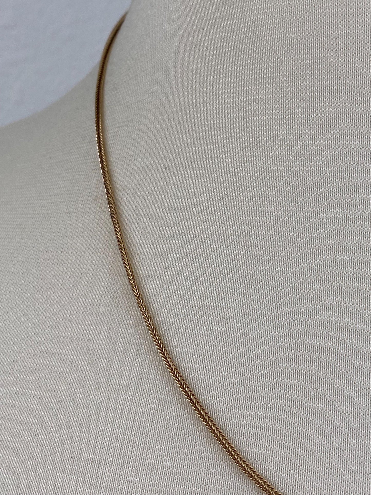 Vintage Solid 18k Yellow Gold Square Wheat Chain Necklace - 19.5 inches