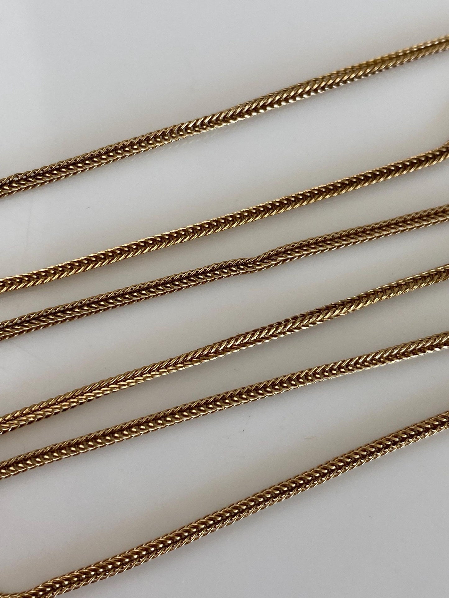 Vintage Solid 18k Yellow Gold Square Wheat Chain Necklace - 19.5 inches
