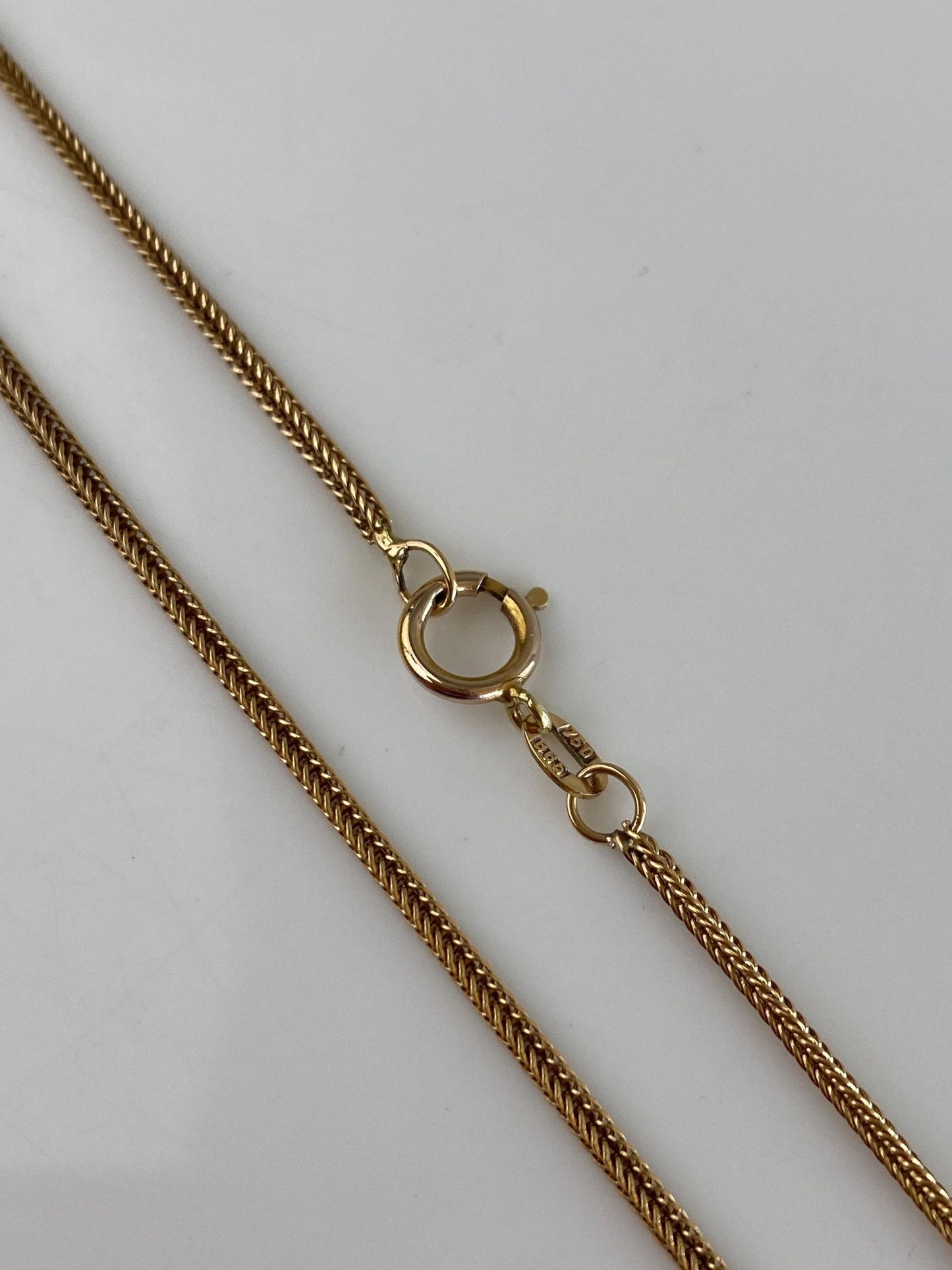 Vintage Solid 18k Yellow Gold Square Wheat Chain Necklace - 19.5 inches