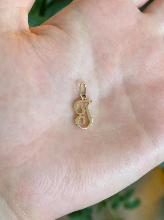 Solid 14k Yellow Gold Initial 'T' Charm