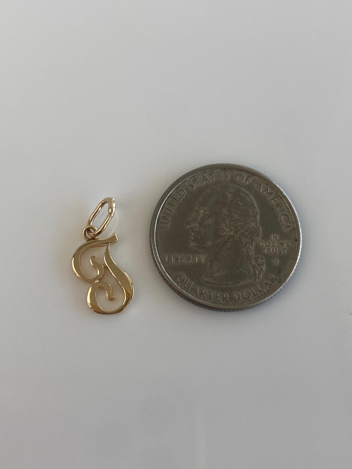 Solid 14k Yellow Gold Initial 'T' Charm