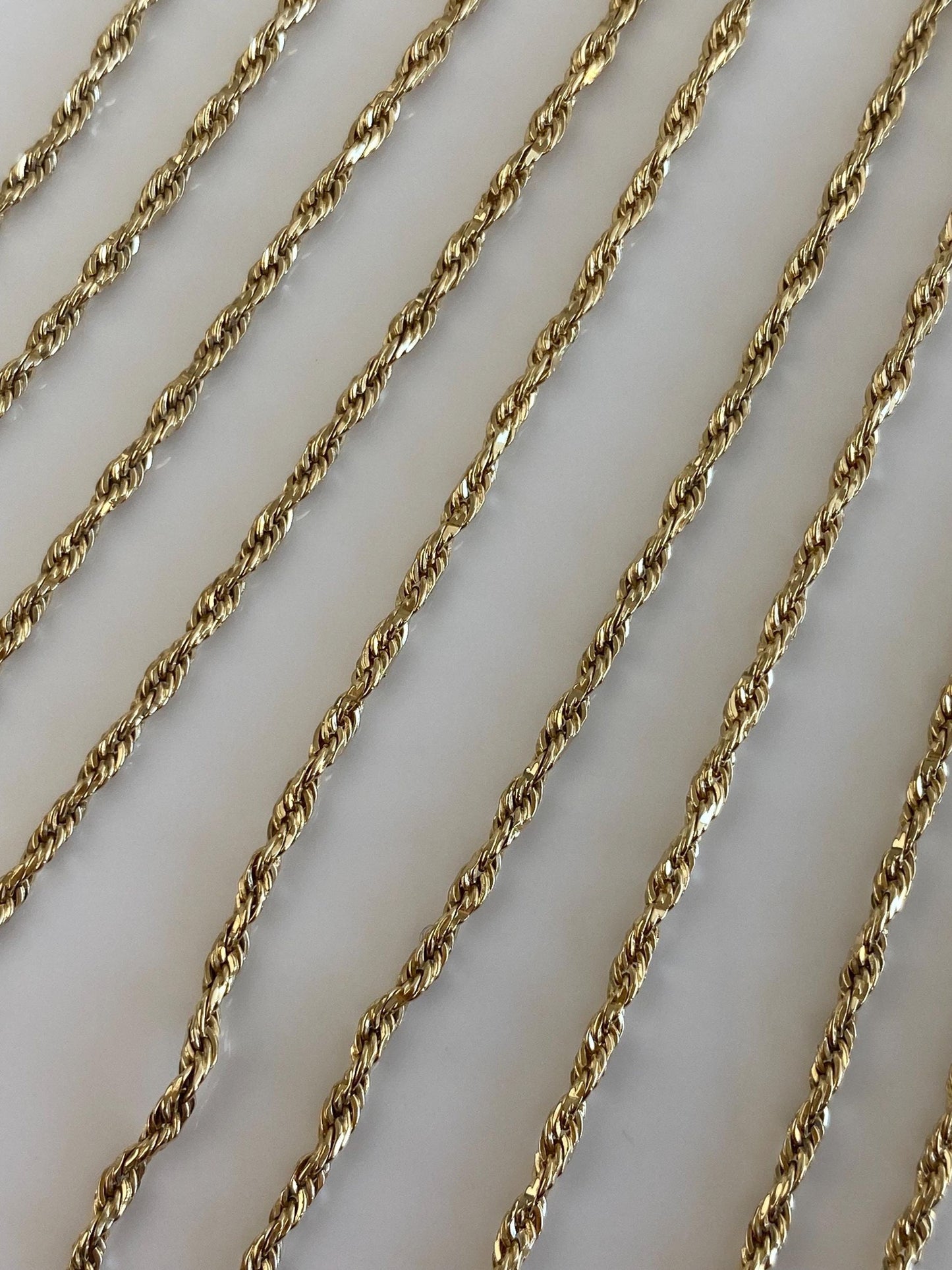 Vintage Solid 14k Yellow Gold Long Slim Rope Chain Necklace - 36.25 inches