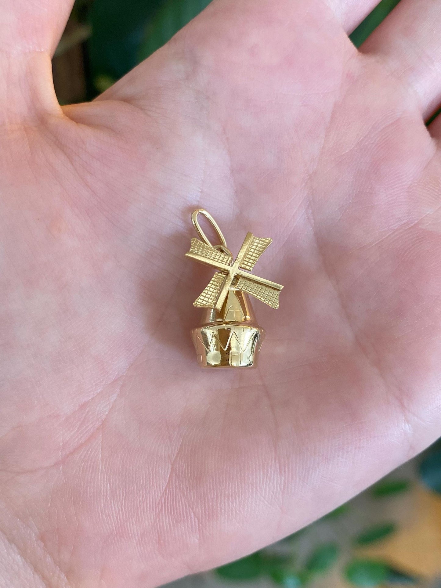Vintage 14k Yellow Gold Articulated Windmill Charm