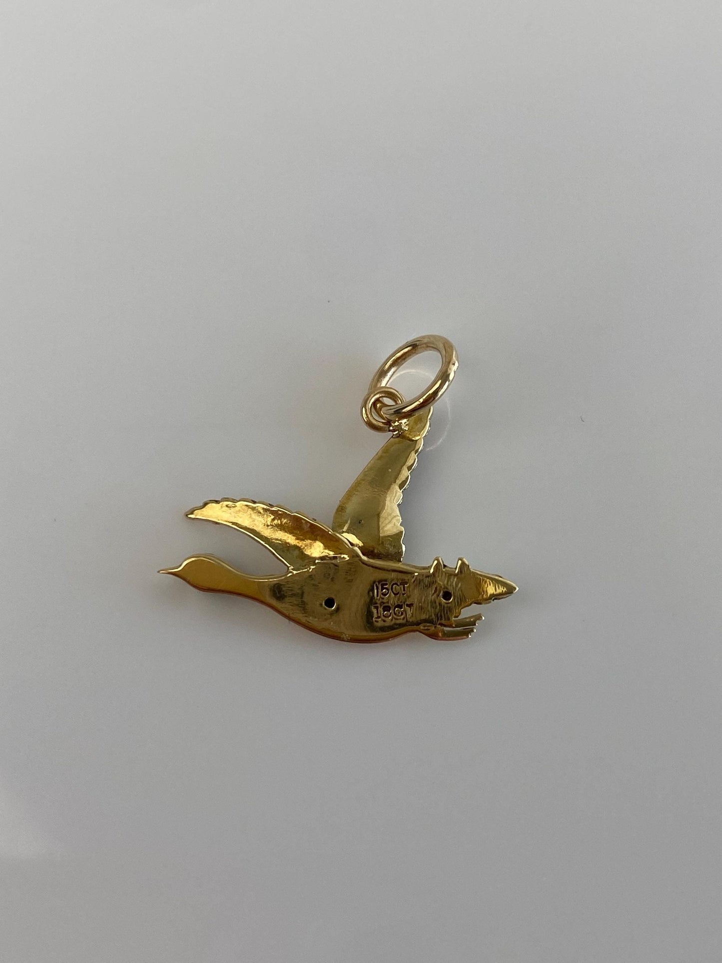 Vintage 15k & 18k Tri Tone Gold Enamel Mallard Duck Charm