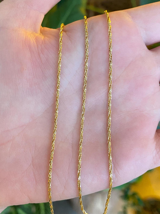 Vintage Solid 14k Yellow Gold Twist Style Chain Necklace - 23.25 inches