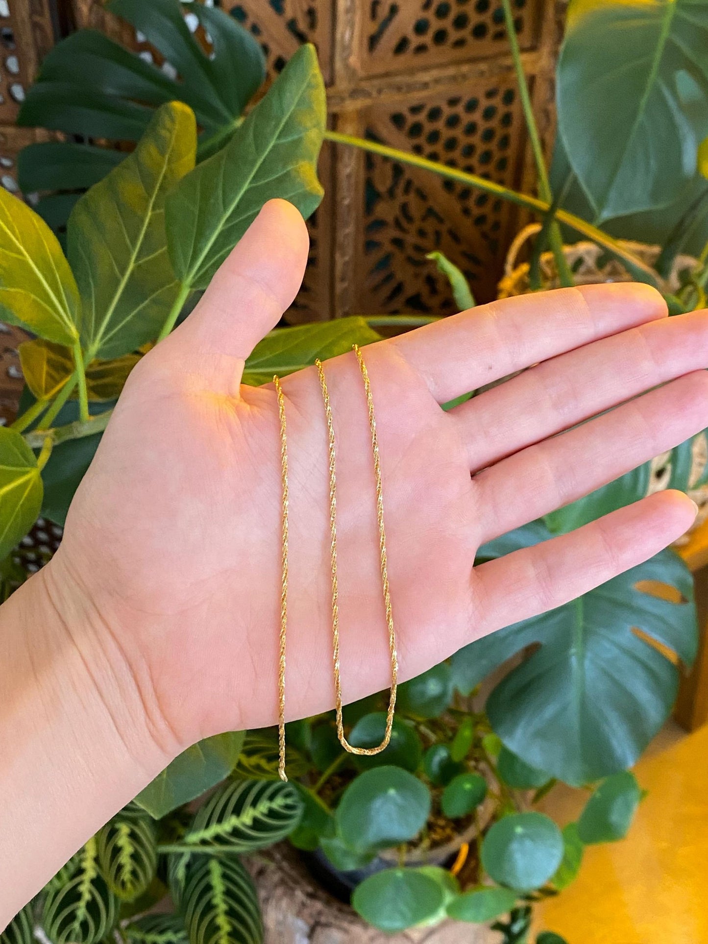 Vintage Solid 14k Yellow Gold Twist Style Chain Necklace - 23.25 inches