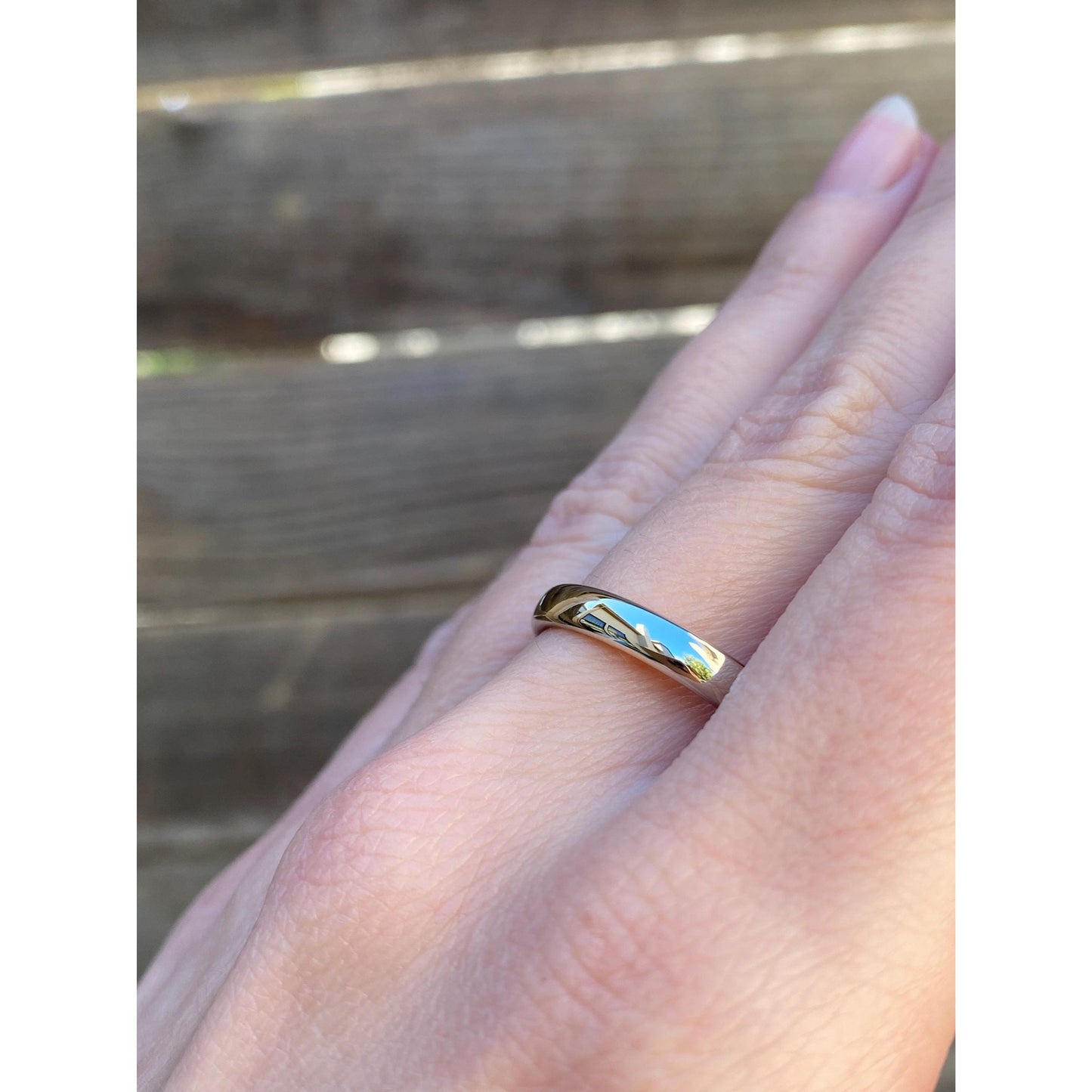 Vintage Solid 14k White Gold Ring Band - Size 10