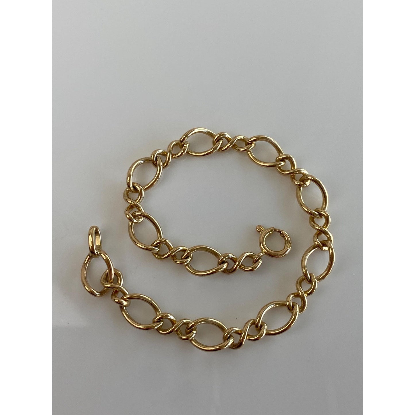 Vintage Solid 14k Yellow Gold Fancy Chain Bracelet - 7 inches