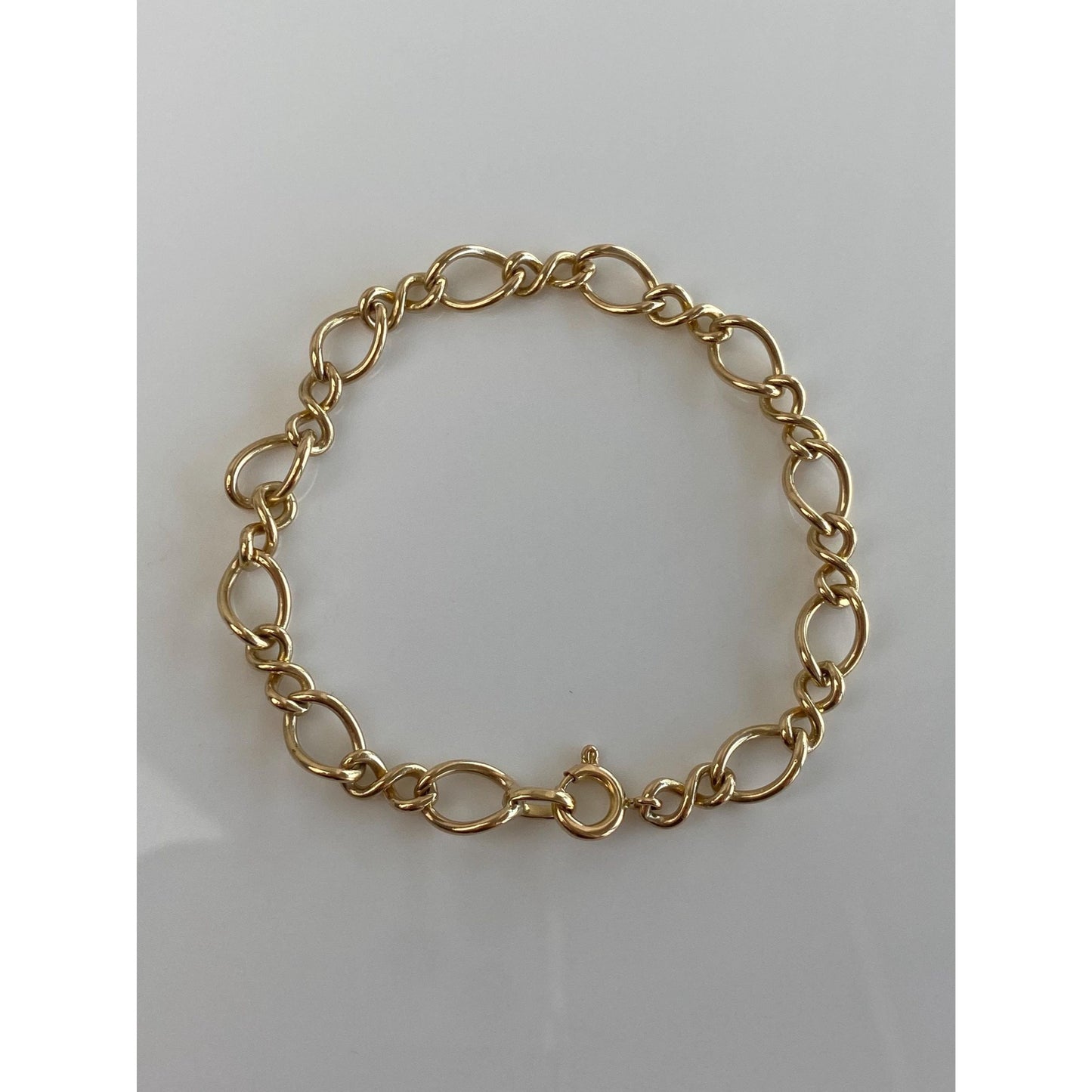 Vintage Solid 14k Yellow Gold Fancy Chain Bracelet - 7 inches