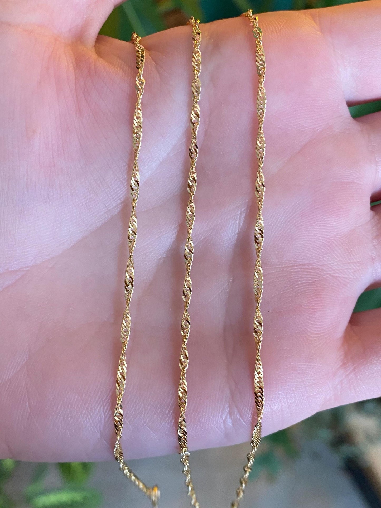 Vintage Solid 14k Yellow Gold Long Twist Chain Necklace - 24 inches