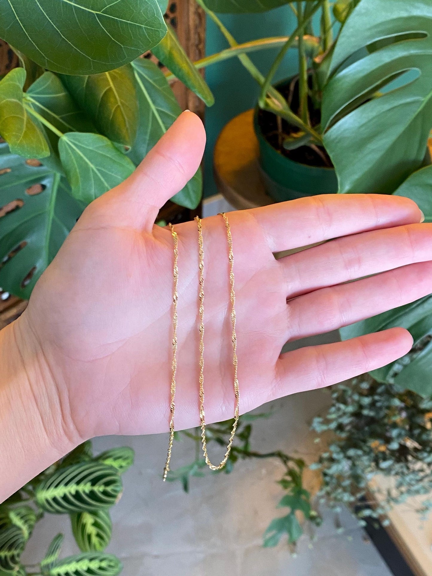 Vintage Solid 14k Yellow Gold Long Twist Chain Necklace - 24 inches