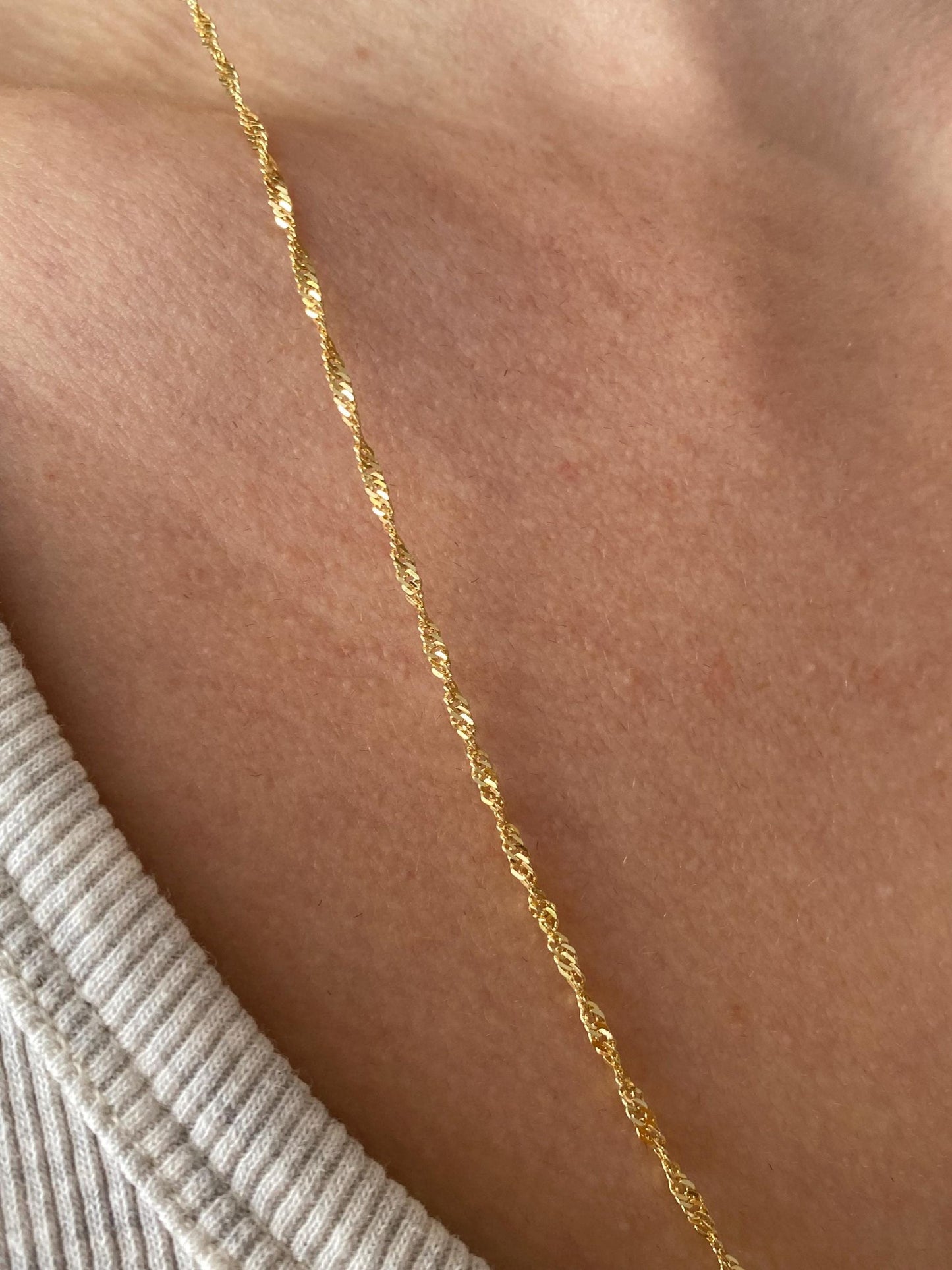 Vintage Solid 14k Yellow Gold Long Twist Chain Necklace - 24 inches