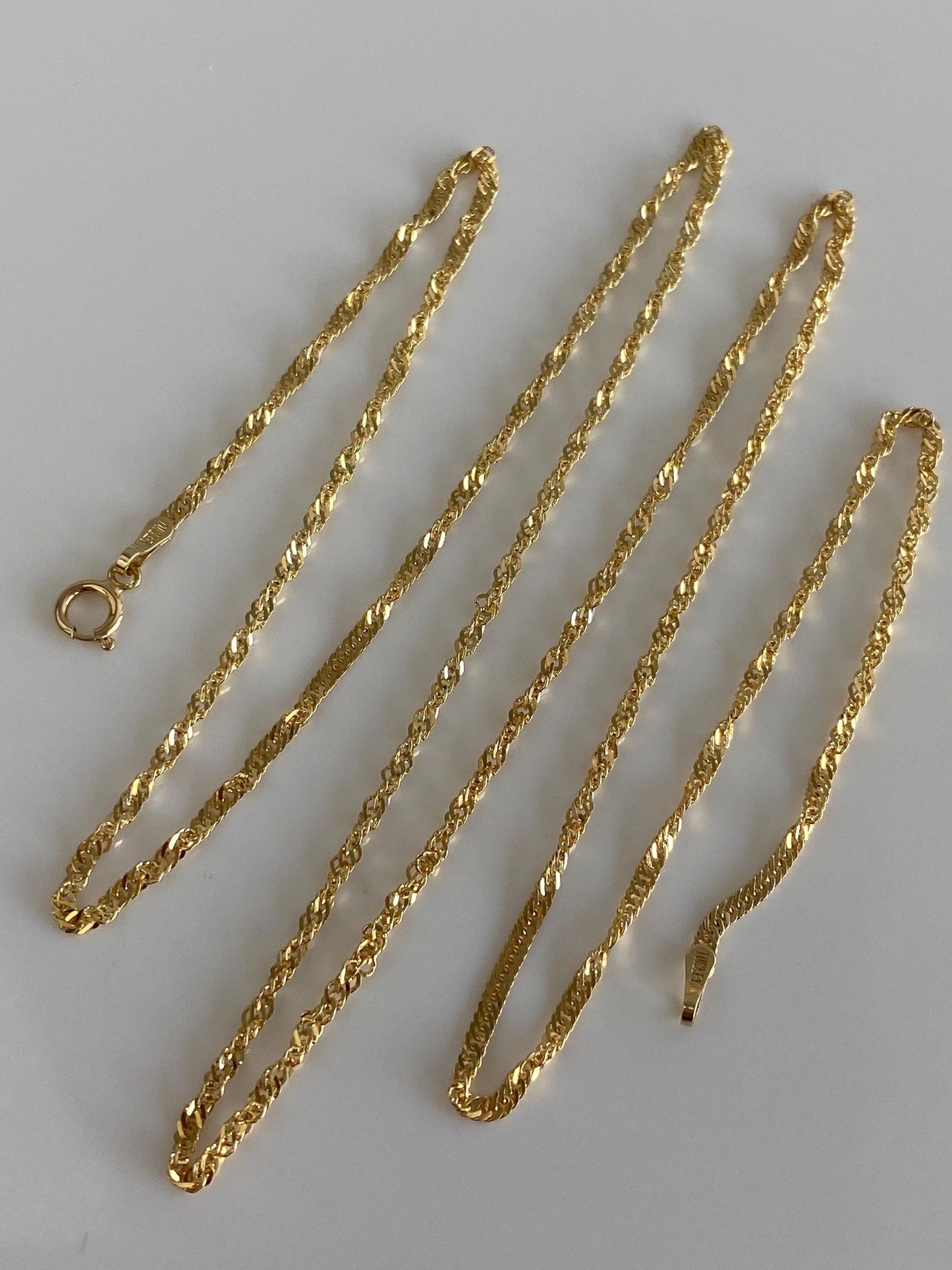 Vintage Solid 14k Yellow Gold Long Twist Chain Necklace - 24 inches
