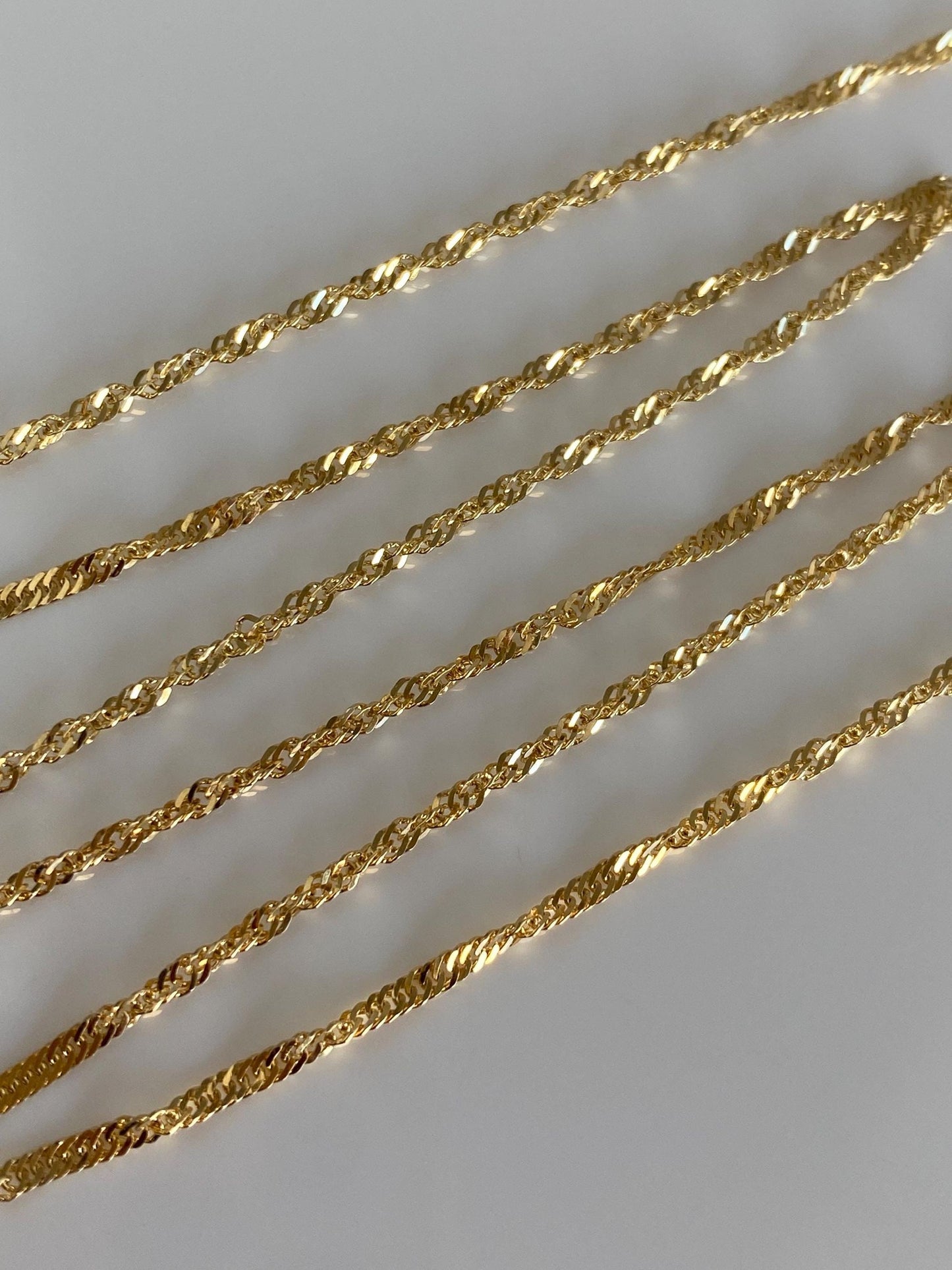 Vintage Solid 14k Yellow Gold Long Twist Chain Necklace - 24 inches