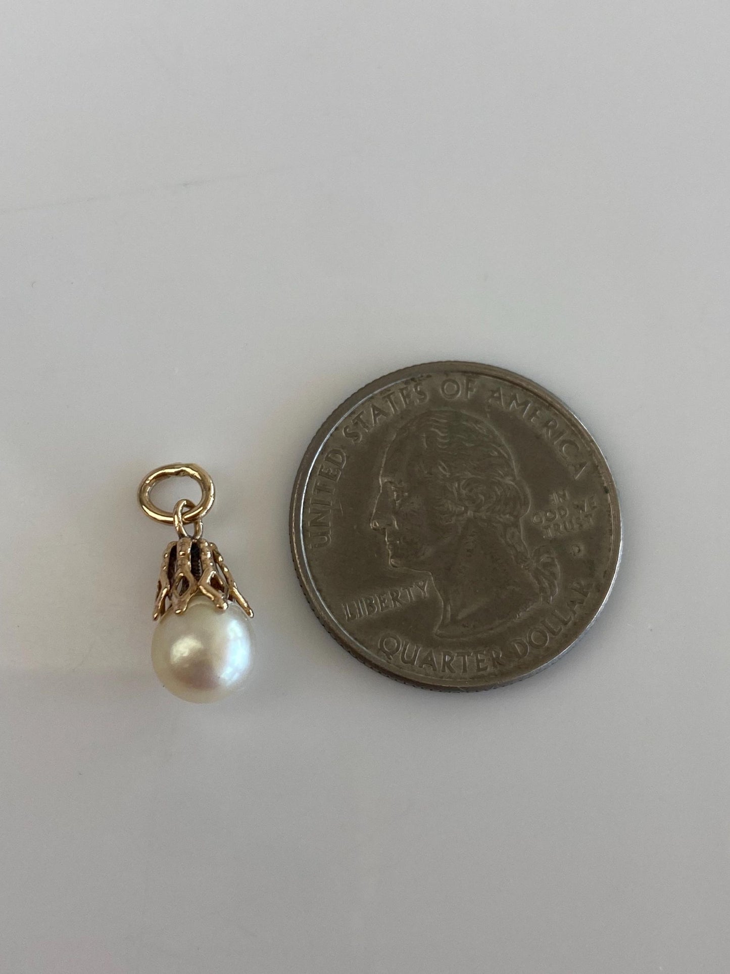Vintage Solid 14k Yellow Gold Pearl Charm