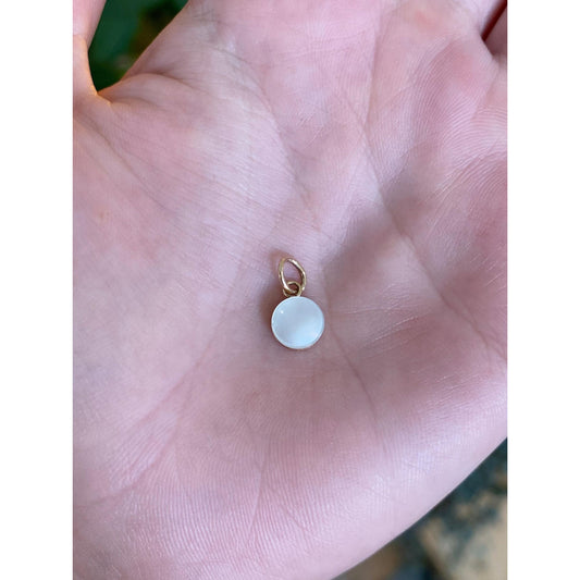 Vintage Solid 14k Yellow Gold Mother Of Pearl Little Cufflink Conversion Charm