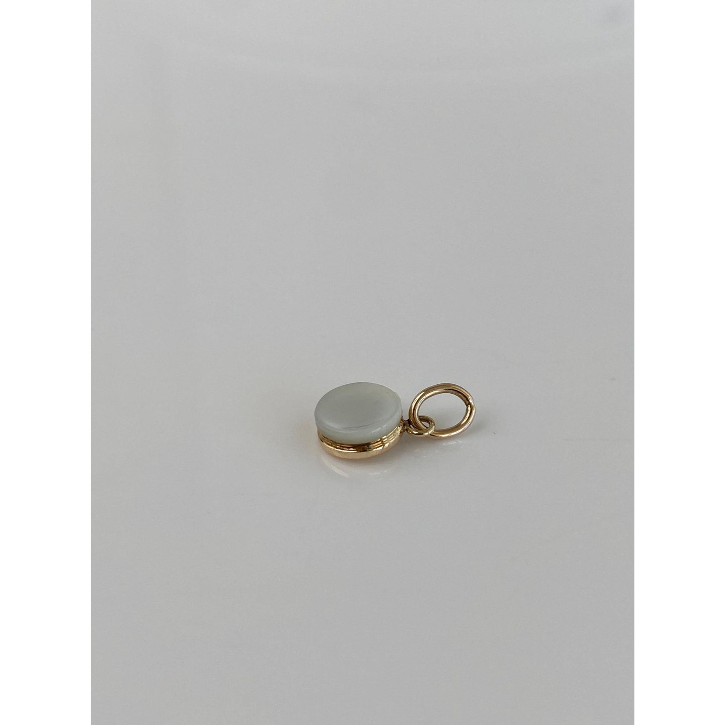 Vintage Solid 14k Yellow Gold Mother Of Pearl Little Cufflink Conversion Charm