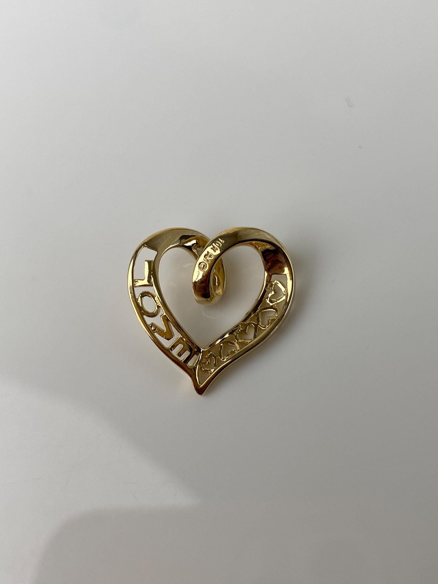 Vintage Solid 10k Yellow Gold Diamond 'Love' Heart Charm