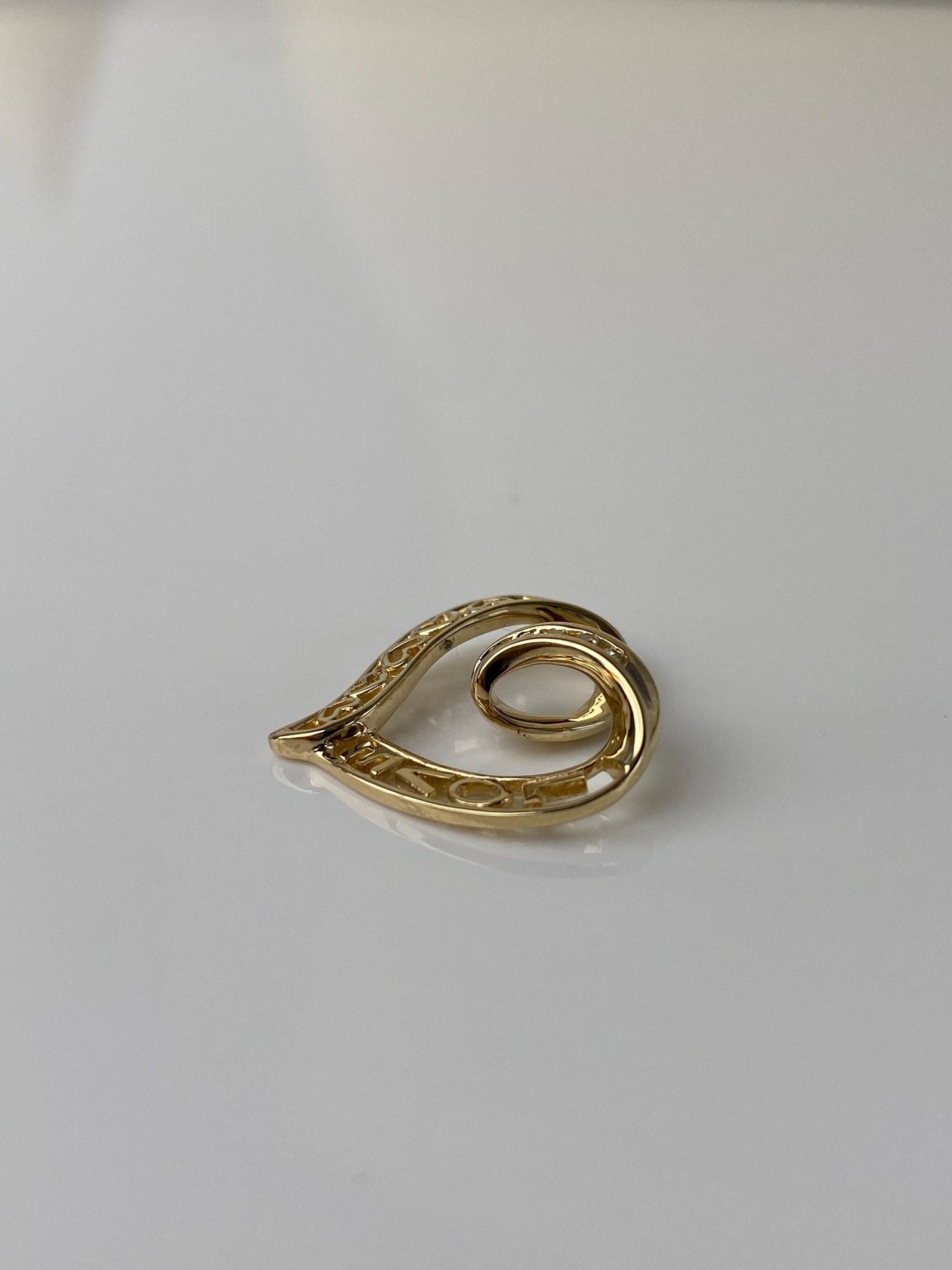 Vintage Solid 10k Yellow Gold Diamond 'Love' Heart Charm