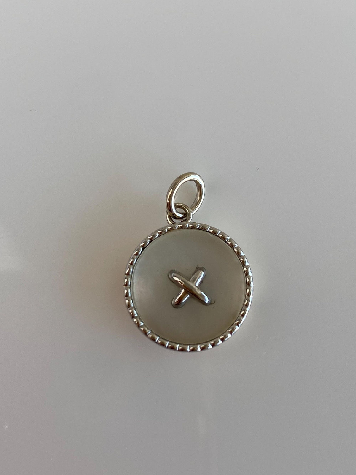 Vintage Solid 9k Yellow Gold & Platinum Mother of Pearl Cufflink Conversion Charm