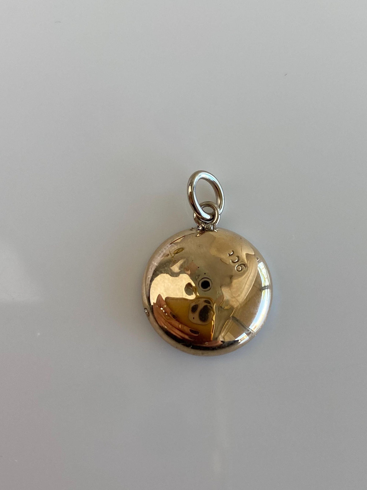 Vintage Solid 9k Yellow Gold & Platinum Mother of Pearl Cufflink Conversion Charm