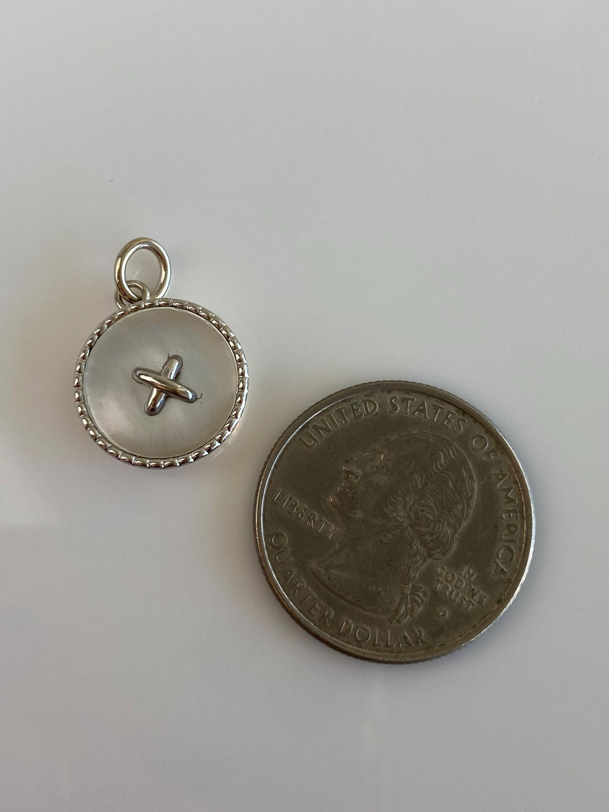 Vintage Solid 9k Yellow Gold & Platinum Mother of Pearl Cufflink Conversion Charm