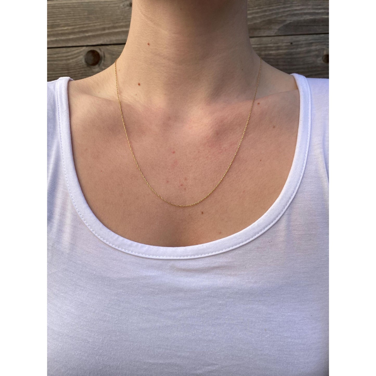 Vintage Solid 14k Yellow Gold Dainty Chain Necklace - 20.25 inches
