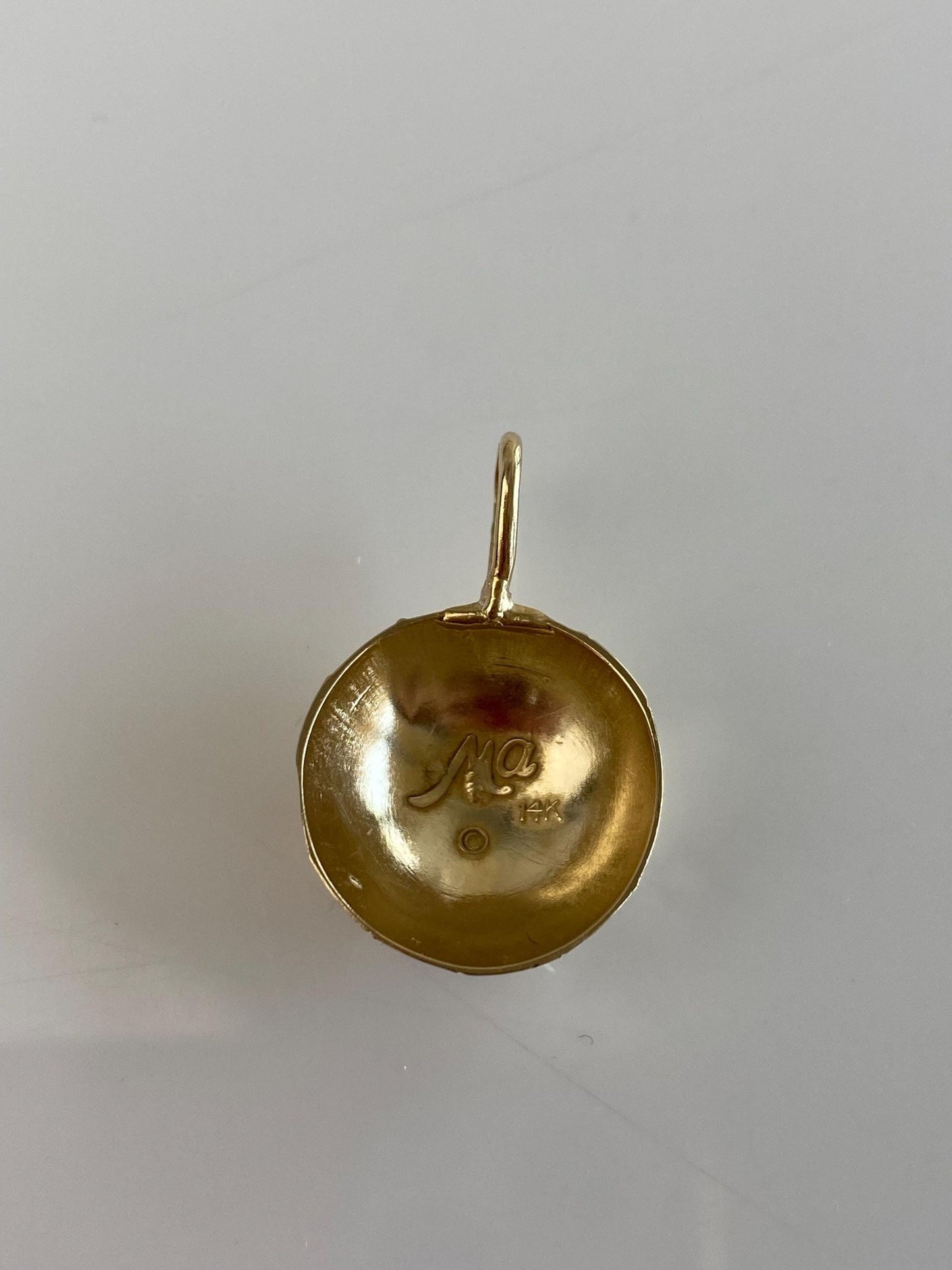 Vintage Solid 14k Yellow Gold Satin Shiny Diamond Cut Soccer Ball Charm