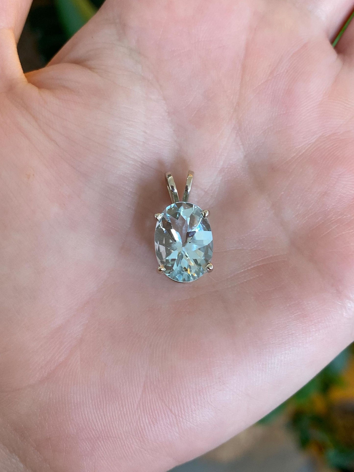 Solid 14k White Gold Aquamarine Charm
