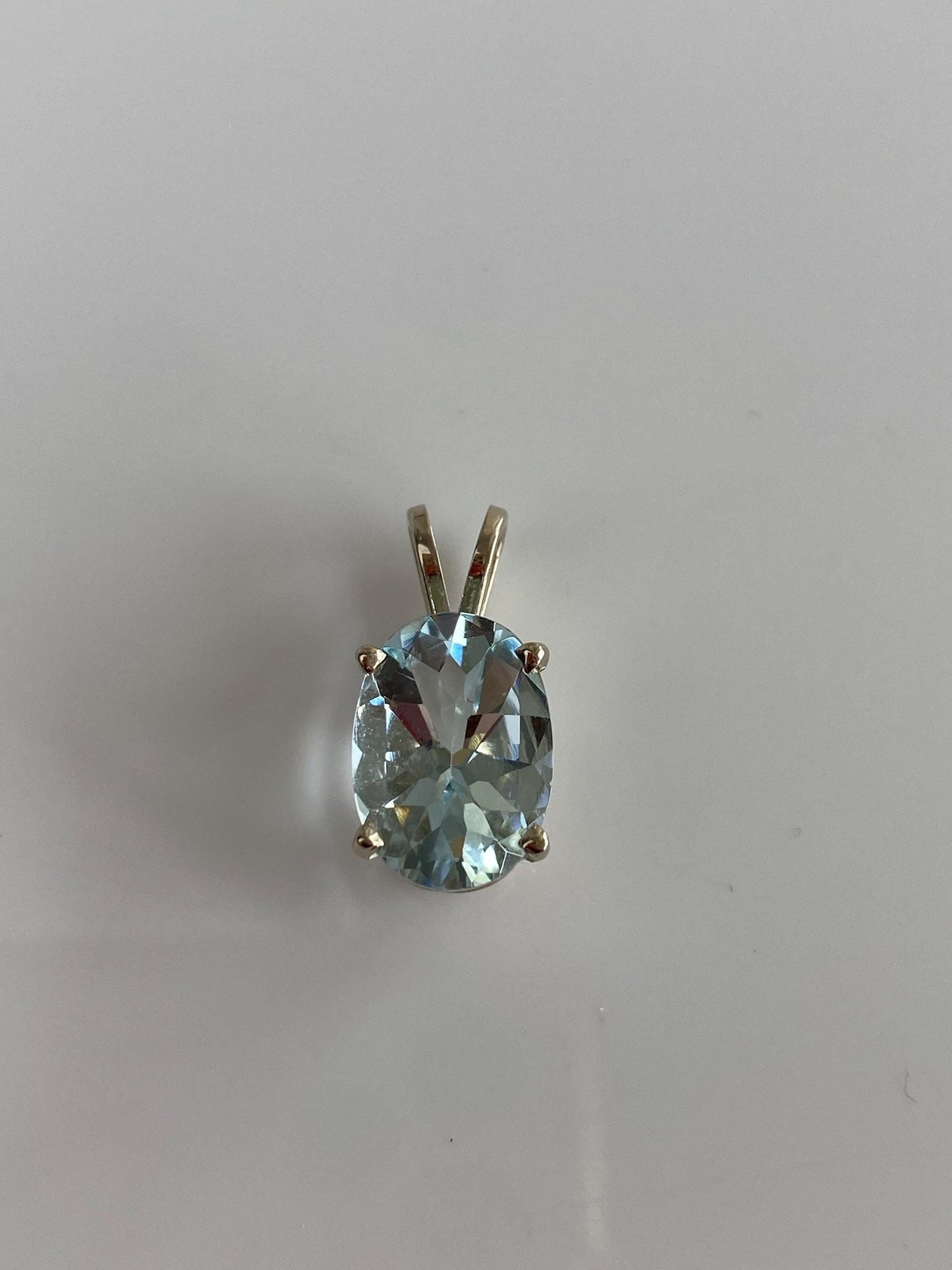Solid 14k White Gold Aquamarine Charm