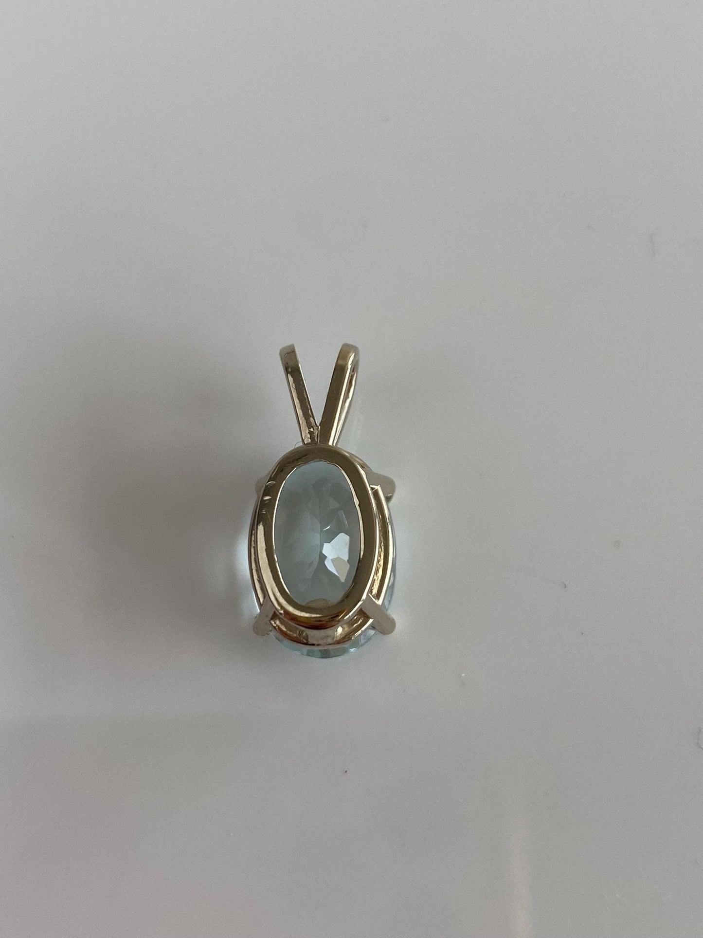 Solid 14k White Gold Aquamarine Charm