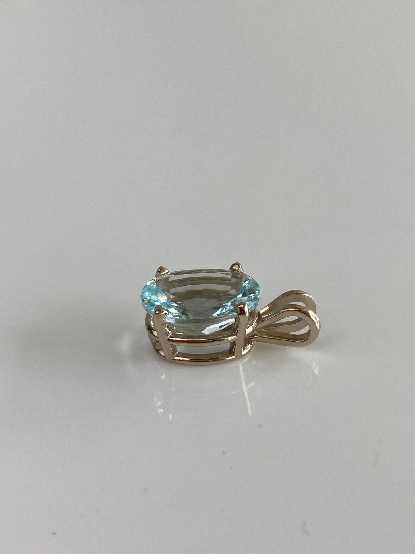 Solid 14k White Gold Aquamarine Charm
