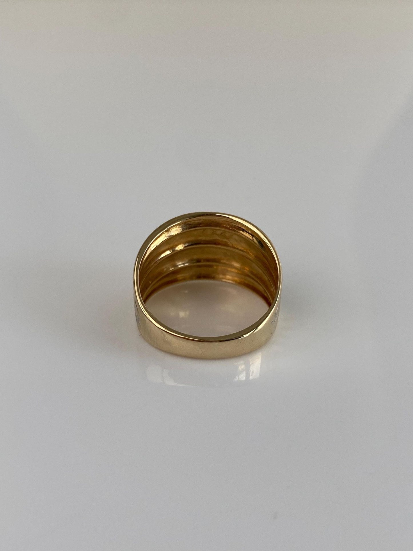 Vintage Solid 14k White & Yellow Gold Diamond Cut Ring Band - Size 6.5