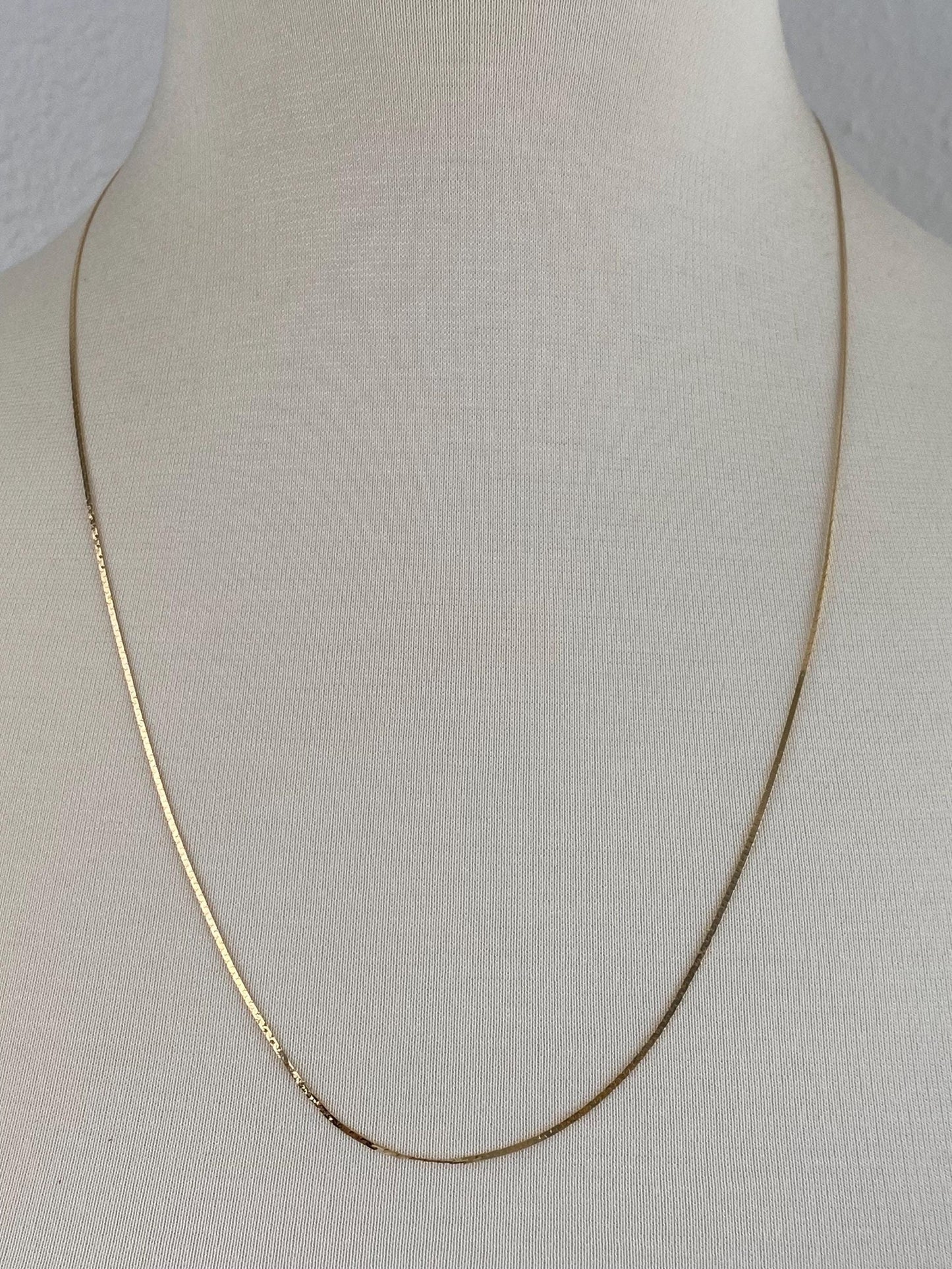 Vintage Solid 14k Yellow Gold Long Slim Flat C Link Chain Necklace - 24.25 inches